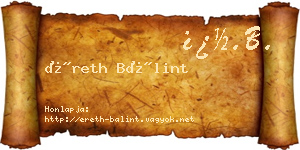 Éreth Bálint névjegykártya